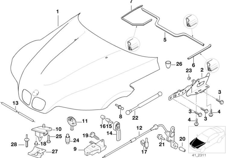 Engine hood/mounting parts ->48073410040