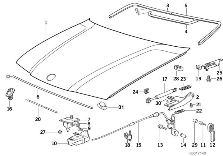 Engine hood/mounting parts ->47416411051