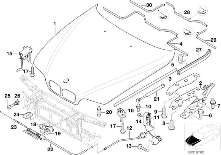 Engine hood/mounting parts ->47536410057