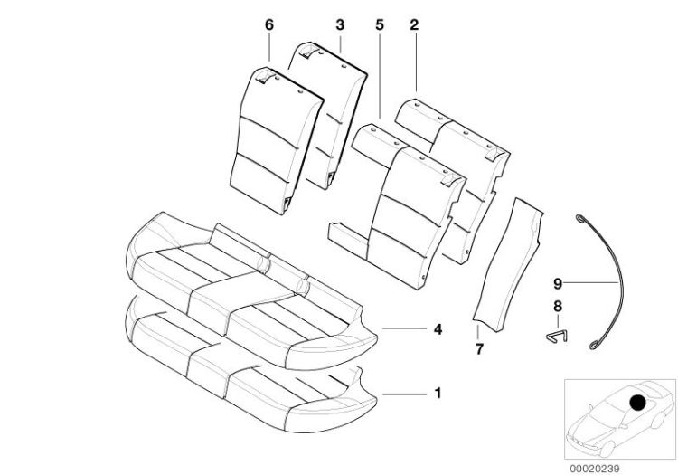 Seat,rear,cushion&cover, through-loading ->47327520608