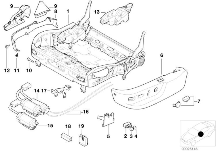 BMW sports seat frame electrical ->