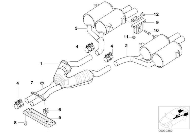 Exhaust system, rear ->47550180374