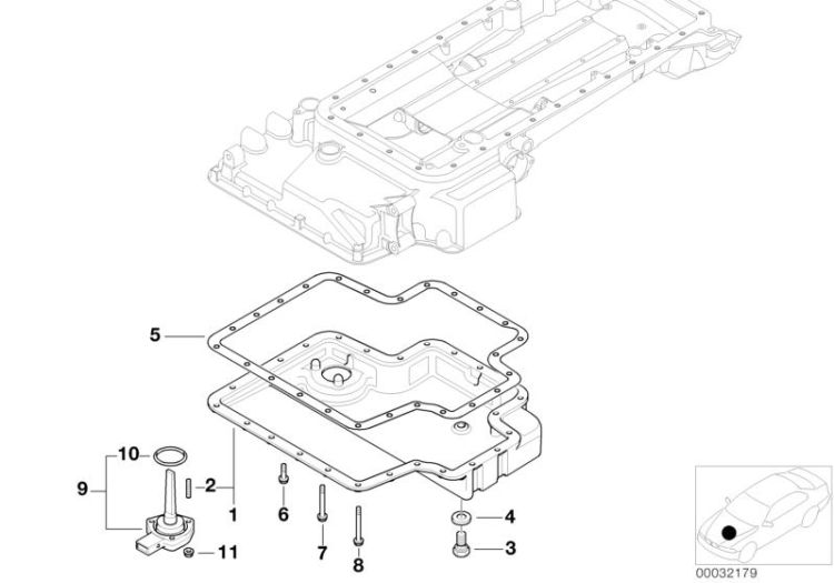 Oil pan bottom part, oil level indicator ->47550112649