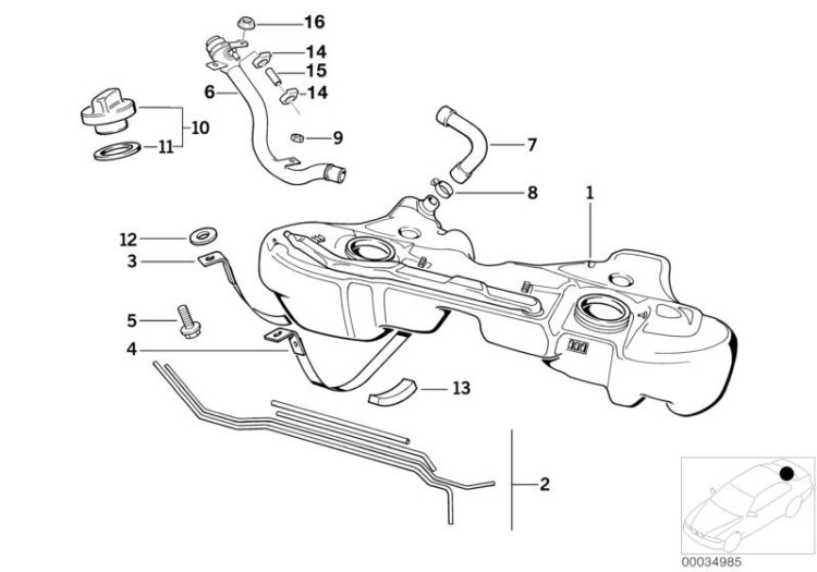 16111183107 PLASTIC FILLER PIPE Fuel Supply Fuel tank BMW 5er E12  >34985<, Tubo de llenado materia sintetica