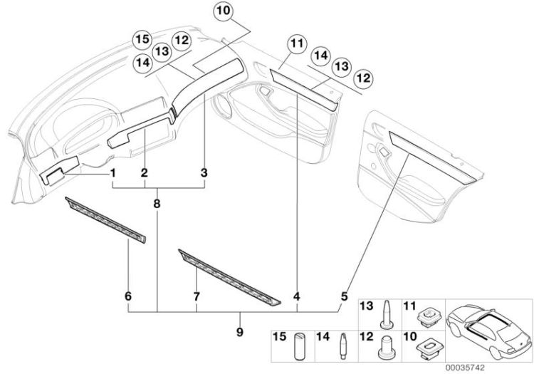 Decorative strip, door rear left, Number 07 in the illustration