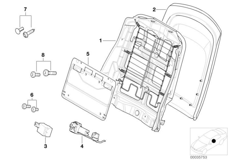 Front seat backrest frame/rear panel ->47738522525