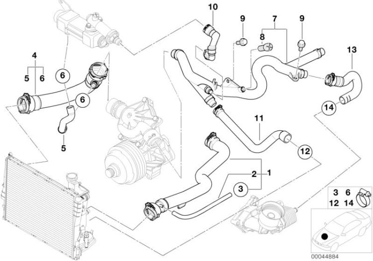 Cooling System Water Hoses ->47540112331