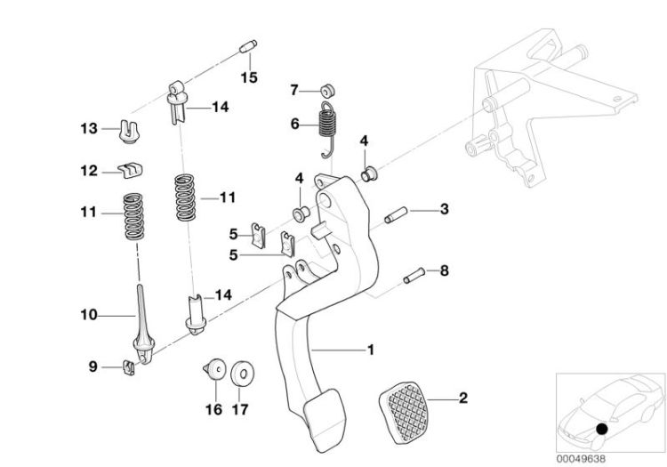 Pedals-supporting bracket/clutch pedal ->47195350028