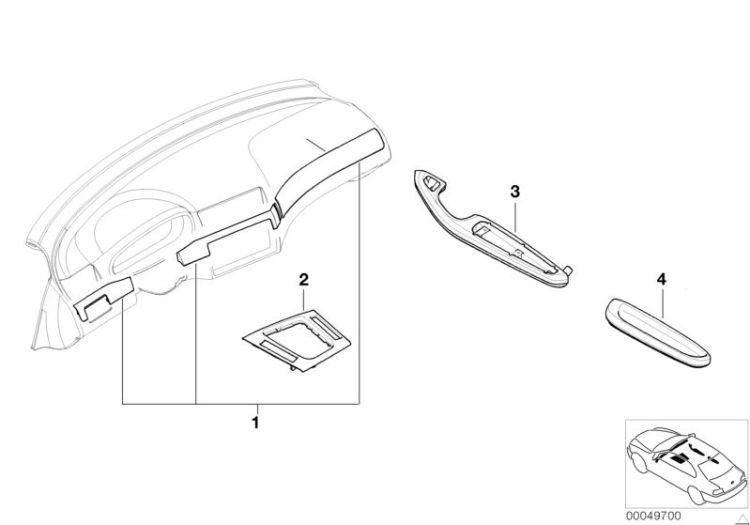 Armrest, wood, rear left, Number 04 in the illustration