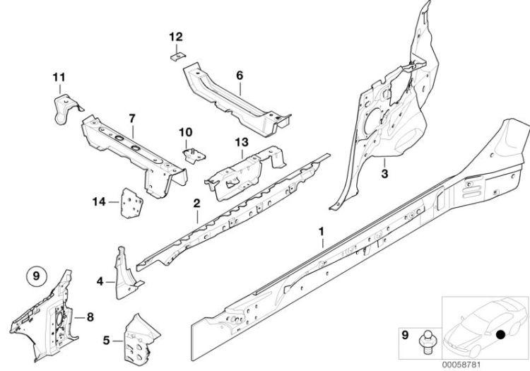 Single components for body-side frame ->47600411337