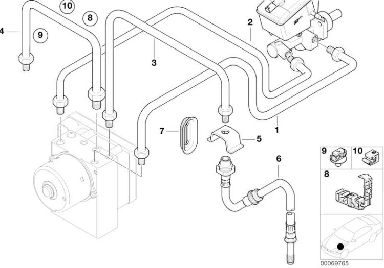 Front brake pipe, DSC ->47600341086