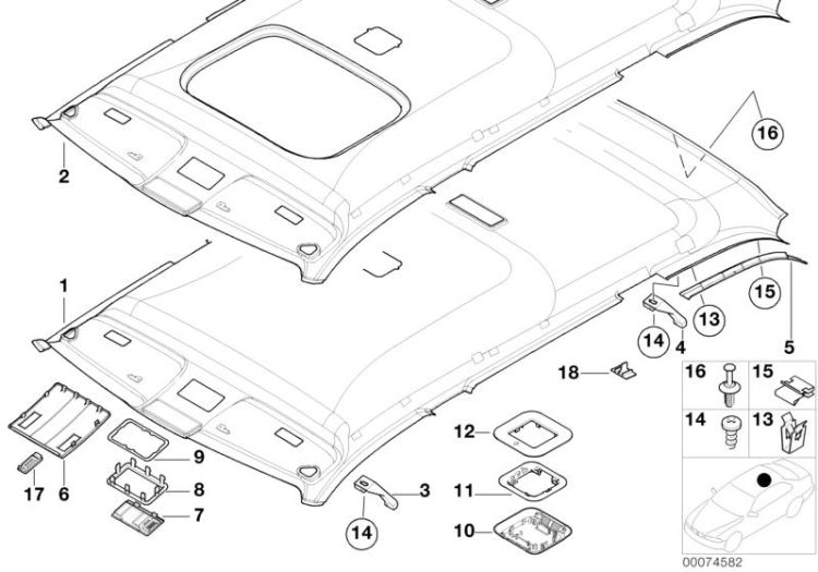 51442699110 Headliner sunroof ITS Vehicle trim Interior equipment top BMW 3er E90 E46 >74582<, Rivest. padiglione tetto scorr.-soll.ITS