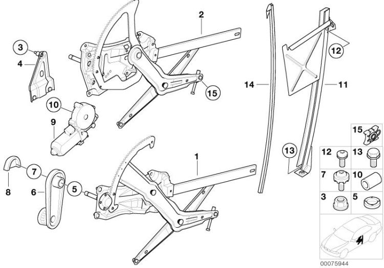 Door window lifting mechanism front ->48077512325