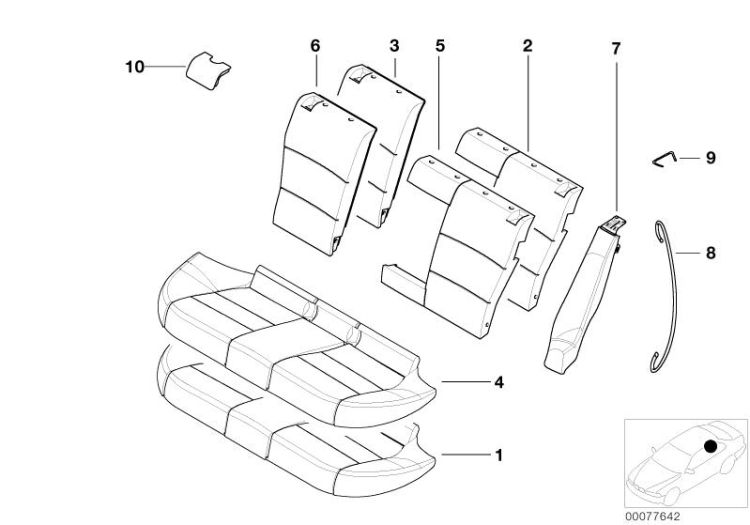 Sitz hinten Polster und Bezug Durchlade ->47607522503