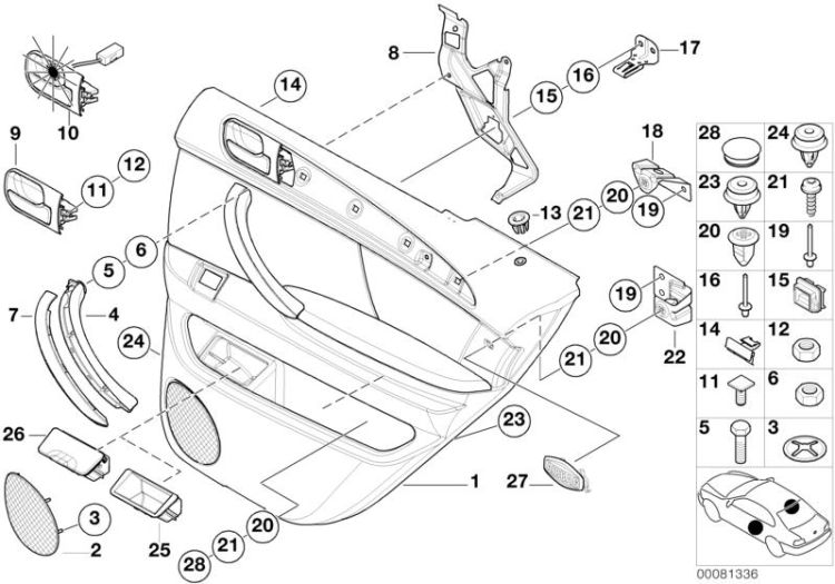 Door trim panel rear / Side airbag ->47738513836