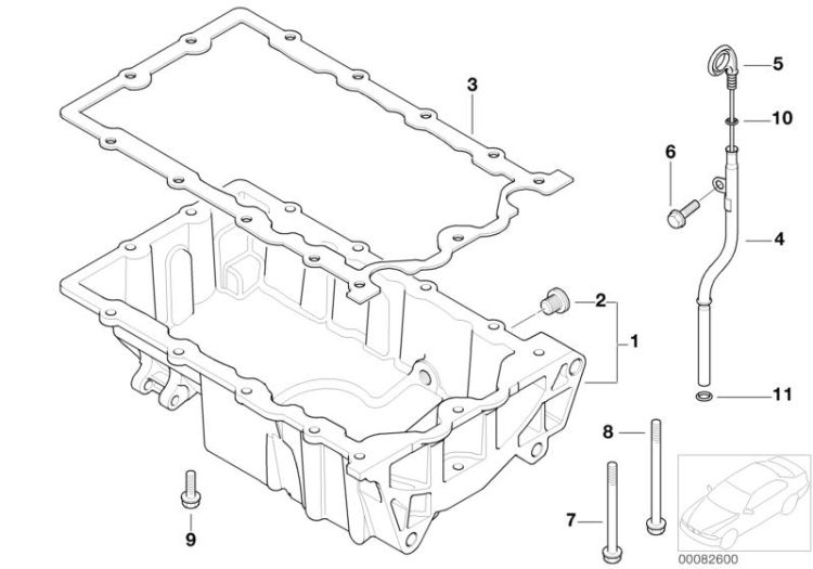 Oil pan/oil level indicator ->48015113084