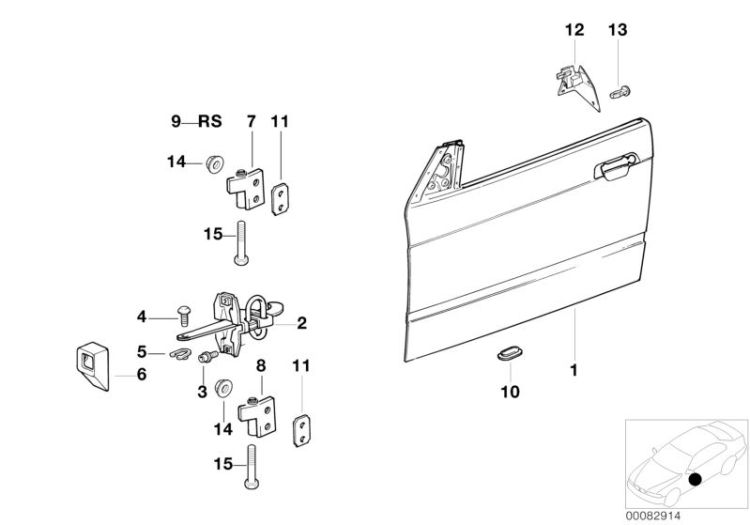 Front door-hinge/door brake ->47416410842