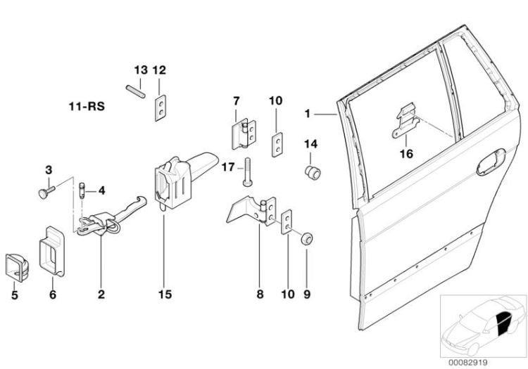 Rear door - hinge/door brake ->47536410014