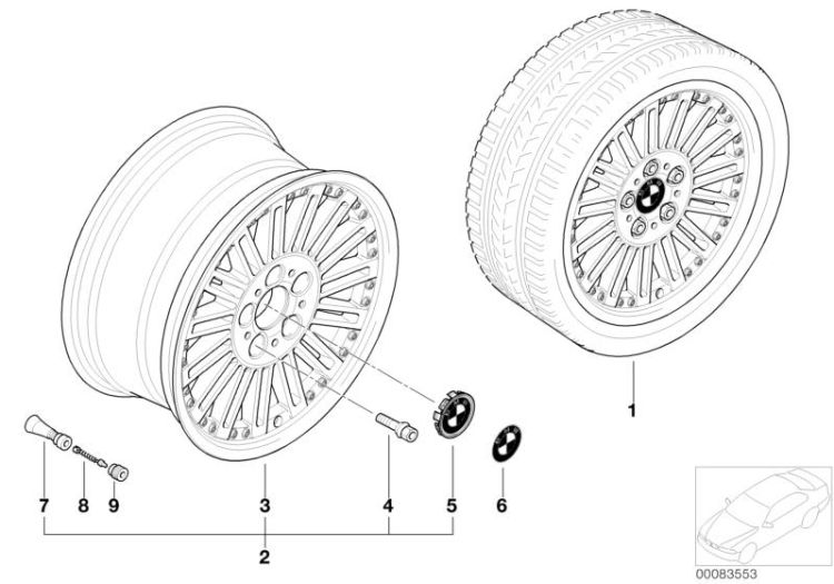 BMW composite wheel, radial spoke 86 ->47416362196