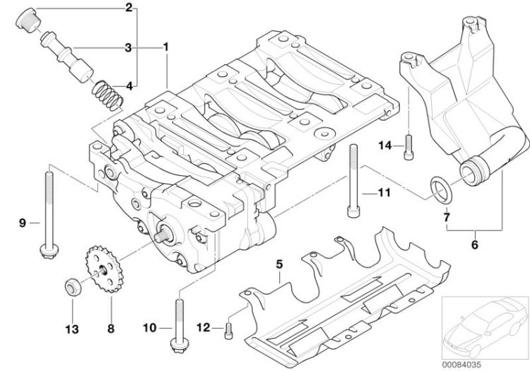 11277594471 Oil pump and compensating shaft unit Engine Lubrication system BMW Z4 Coupé E86 11277559948 E81 E88 E82 E46 E90 E91 E93 E92 E84 E85 >84035<, Pompa olio e albero di compens., unità