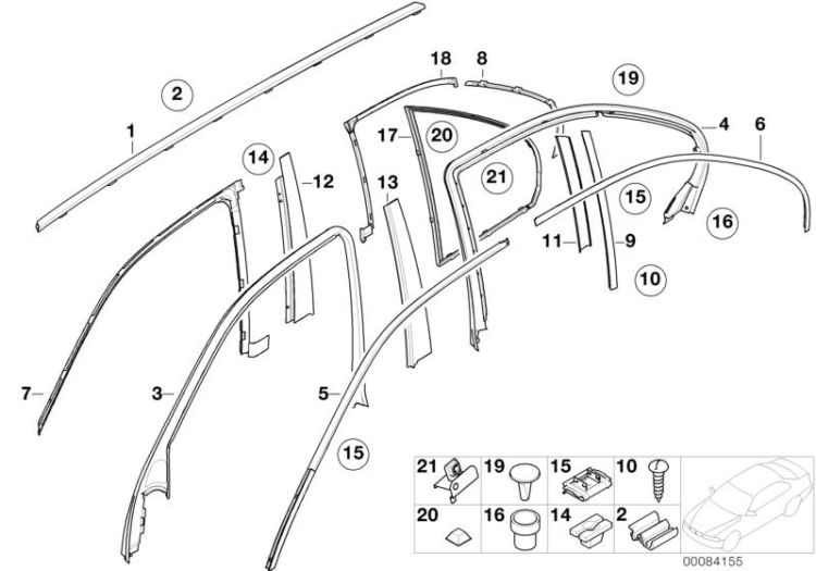 51348252668 Covering door rear right Vehicle trim exterior trim  grille BMW 6er E24 51348159876 E39 >84155<, Remate puerta trasera derecha