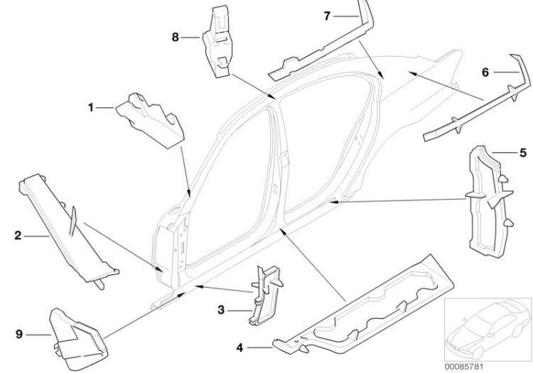 Cavity shielding, side frame ->47771411411