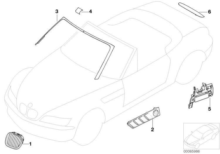 51218401630 CATCH WITH KEY CODE RIGHT Retrofitting  conversion  accessories Exterior contents BMW Z8 Roadster E52 Z3 >85986<, Cierra con codigo derecha