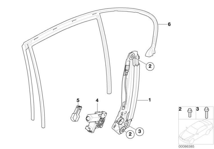 Door window lifting mechanism rear ->47771514460