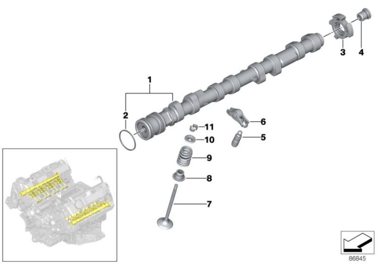 Valve timing gear, camshaft, outlet ->47742113270