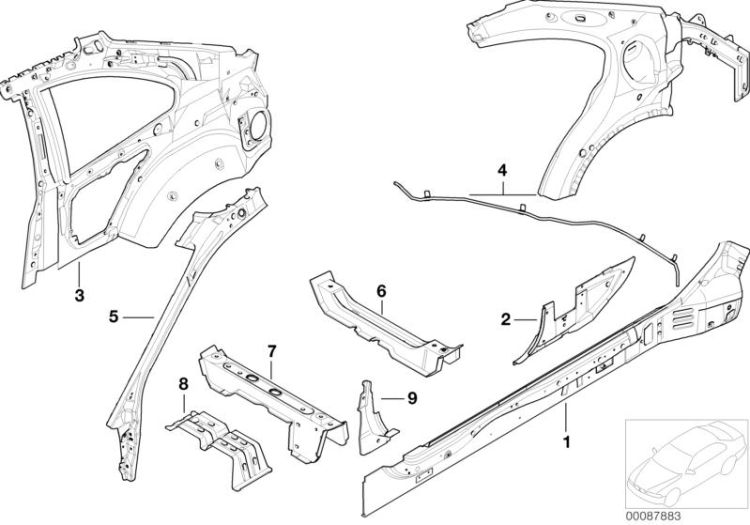 Single components for body-side frame ->47648411262