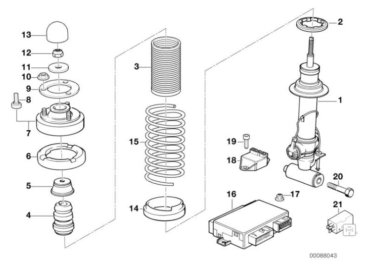 Rear spring strut assy EDC/levell.device ->47338330545