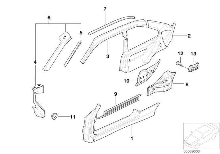 Single components for body-side frame ->47424410046