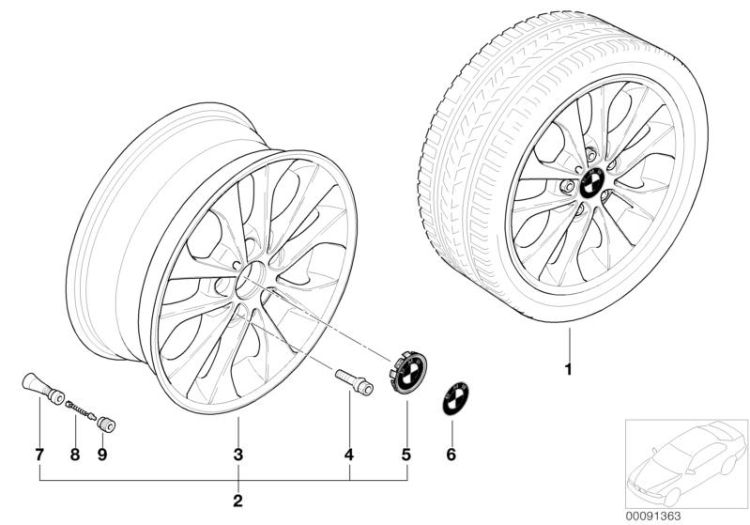 BMW LA wheel, double spoke 98 ->47600360605