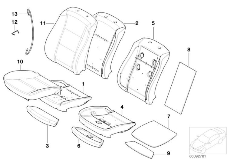 Seat, front, cushion and cover ->