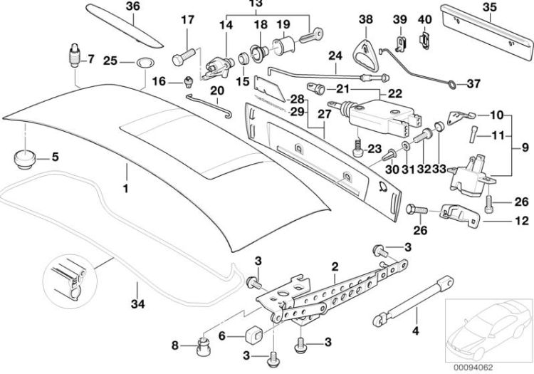 Single components for trunk lid ->48077410042