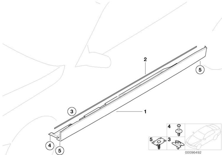 51718240425 LEFT DOOR SILL COVER Vehicle trim Cover door sill  wheel arch BMW 8er E31 E38 >96492<, Remate umbral izqu.