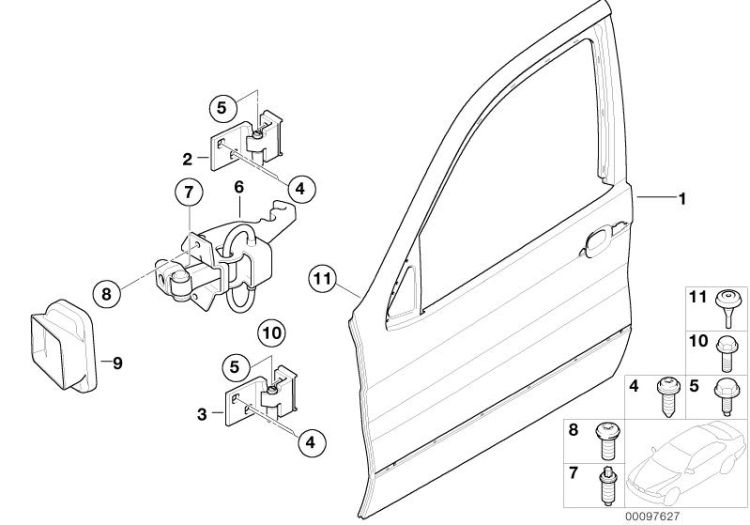 Front door-hinge/door brake ->47738411285