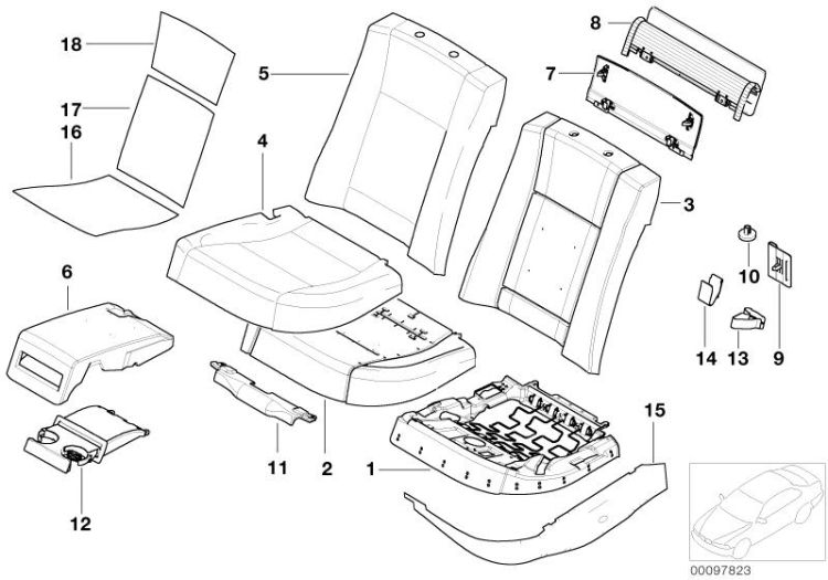 Seat, rear,cushion, & cover,comfort seat ->47771522944