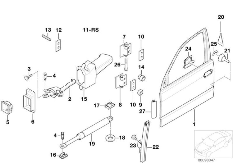 Front door-hinge/door brake ->47507410013