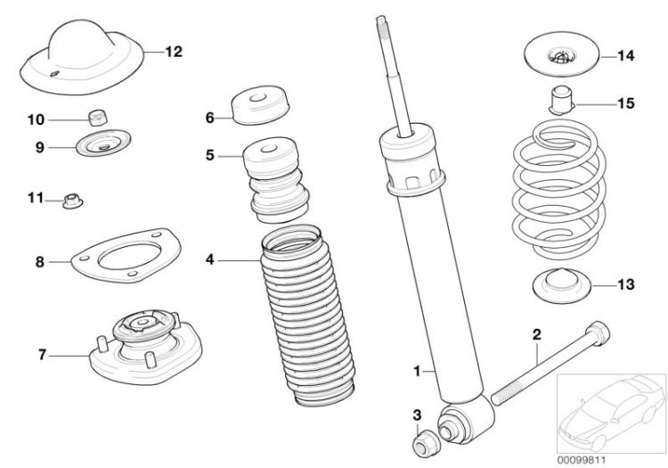 Single components for rear spring strut ->47739331060