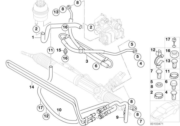 Hydro steering-oil pipes ->47600321282