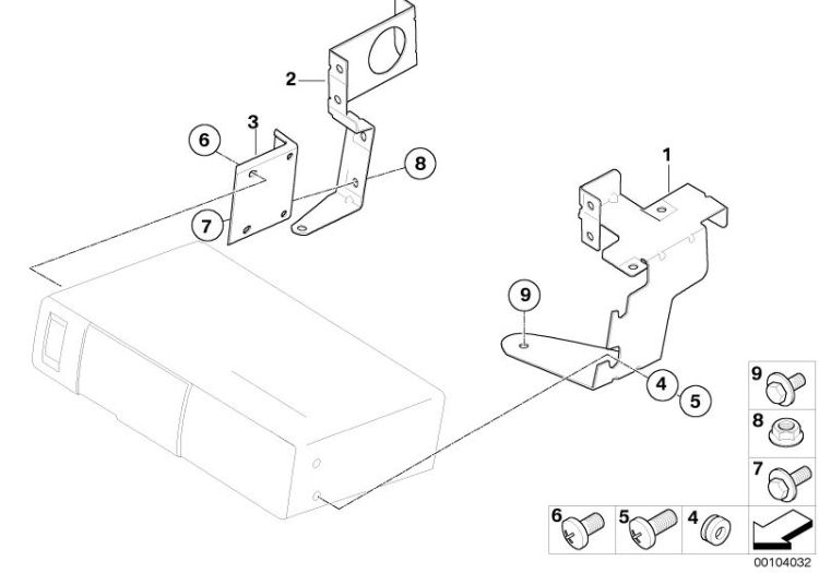 CD changer mounting parts ->