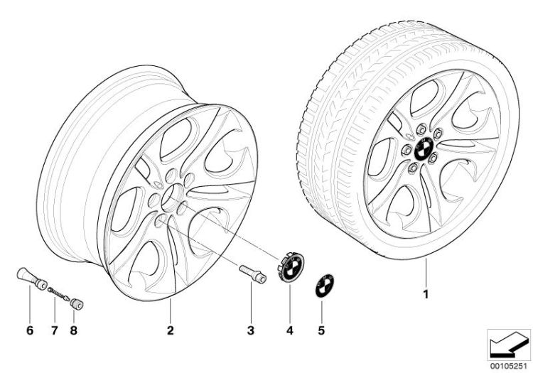 BMW LA wheel, ellipsoid styling 107 ->47795360642