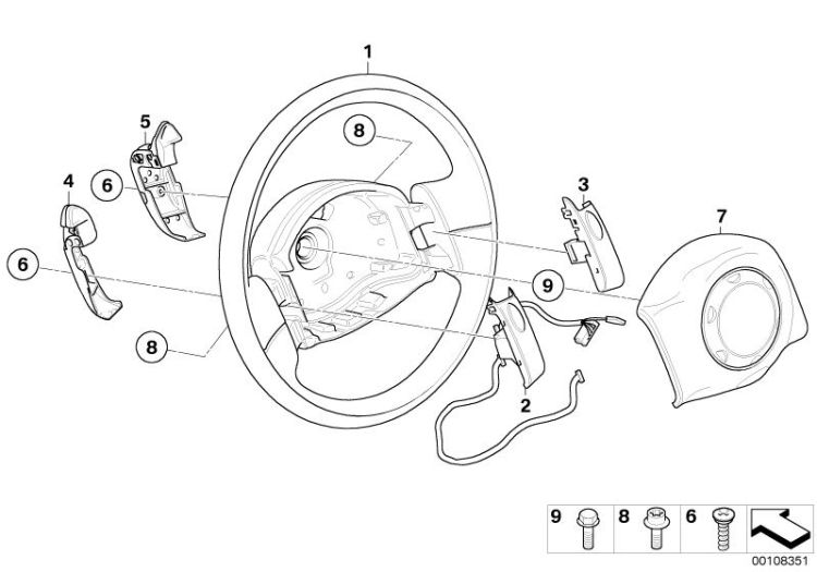 Steering wheel airbag steptronic ->48015321366