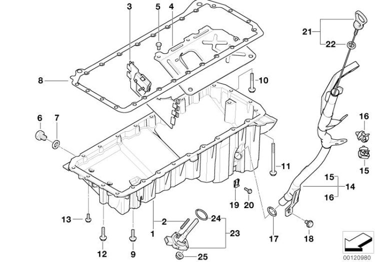 Oil pan/oil level indicator ->47619113501