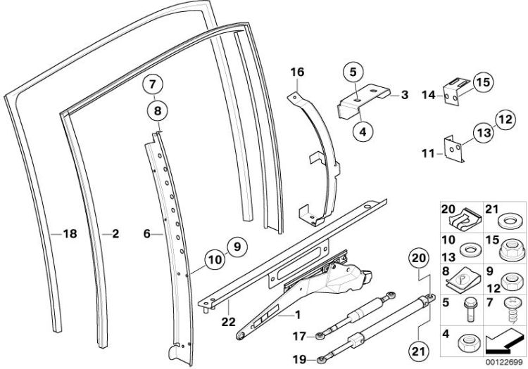 Door window lifting mechanism rear ->