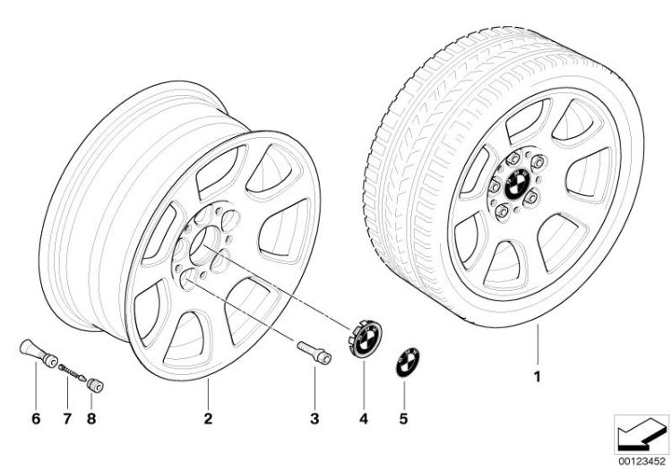 BMW alloy wheel, trapezoid spoke 134 ->47750360672