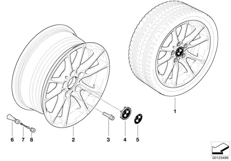 BMW light alloy wheel, radial spoke 50 ->47750360677