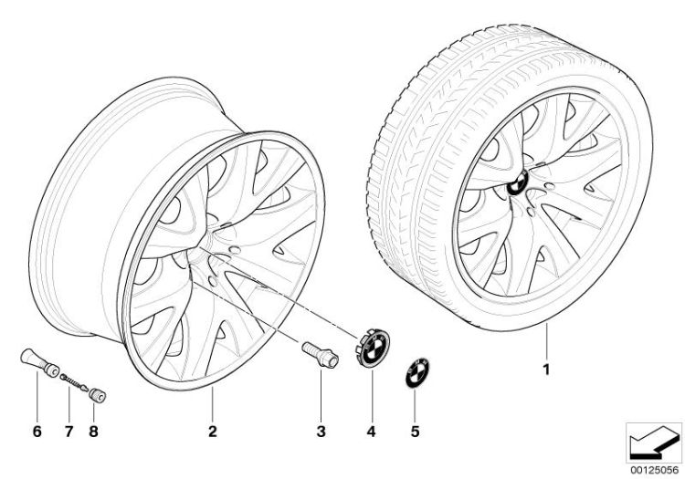 BMW light alloy wheel, V-spoke 126 ->47771360702