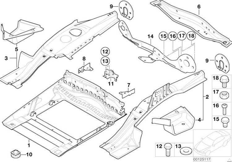 Mounting parts for trunk floor panel ->47738411297